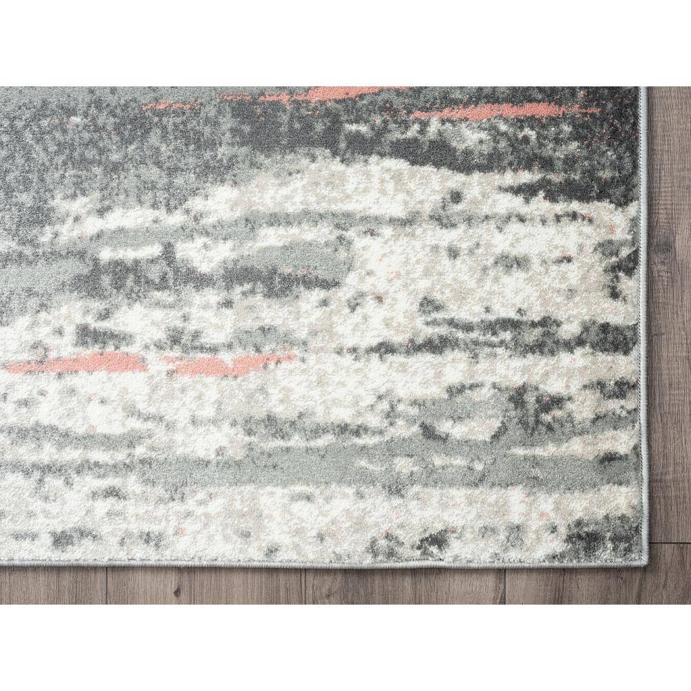 Gray and Pink Distressed Abstract 4' x 6' Synthetic Area Rug