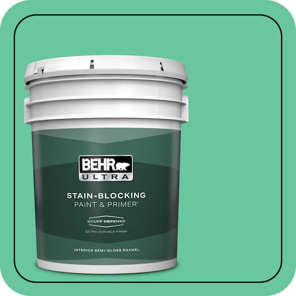 BEHR ULTRA 5 gal. #470B-4 Intense Jade Extra Durable Semi-Gloss Enamel Interior Paint & Primer