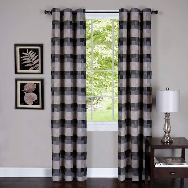 ACHIM Black Grommet Room Darkening Curtain - 42 in. W x 63 in. L