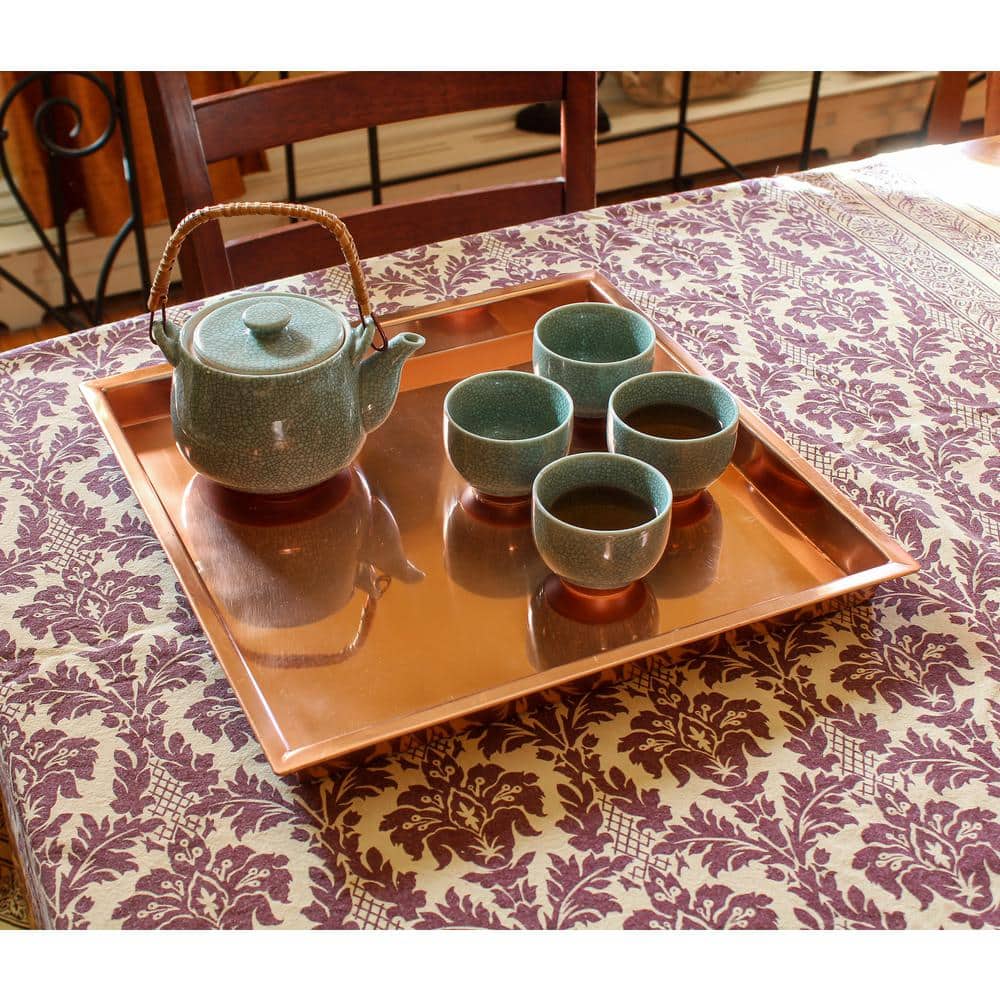 15" Square Copper Plated Stainless Steel Decorative Tray