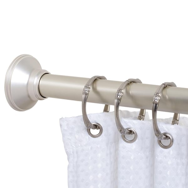 Kenney 42 in. - 72 in. Steel Twist & Fit No Tools Tension Shower Curtain  Rod in Black KN609C/5V1H - The Home Depot