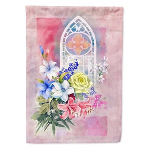 11 in. x 15-1/2 in. Polyester Church Window and Flowers 2-Sided 2-Ply Garden Flag