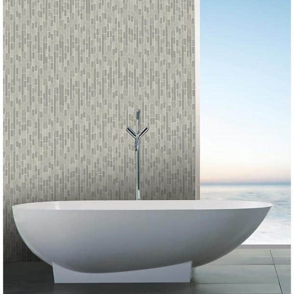New Era Multifinish Beige & Gray 12 in. x 12 in. Linear Mosaic Glass & Stone Wall & Pool (1 Sq. Ft./Piece)