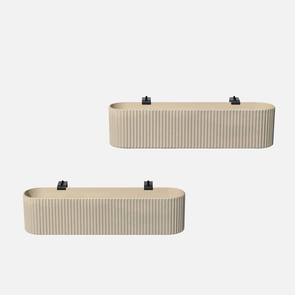 Demi 8.5 in. L x 36 in. W x 8.75 in. H Rectangular Sand Plastic Hanging Window Box Planter (2-Pack) price history on PriceWatchPro