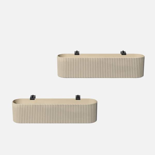 Veradek Demi 8.5 in. L x 36 in. W x 8.75 in. H Rectangular Sand Plastic Hanging Window Box Planter (2-Pack)