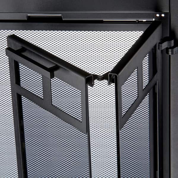 Uniflame Connor Black Bi-Fold Style Fireplace Doors with Smoke Tempered Glass, Large
