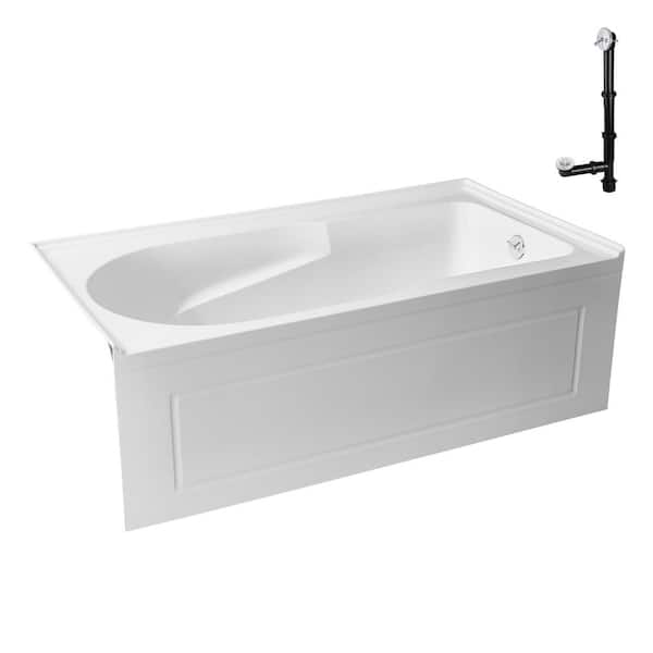 GA-309-20-WH 60 in. x 32 in. Acrylic Soaking Alcove Bathtub in Glossy White with Right-Hand Drain in Glossy White