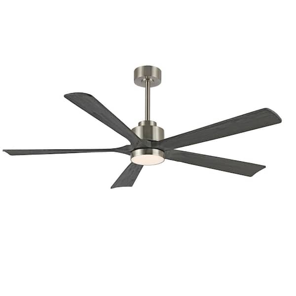 WINGBO 52 in. LED Indoor Nickel and brushed black Ceiling Fan with Remote