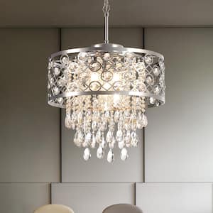 Indianapolis 5-Light Chrome Lantern Drum Chandelier with Crystal Accents