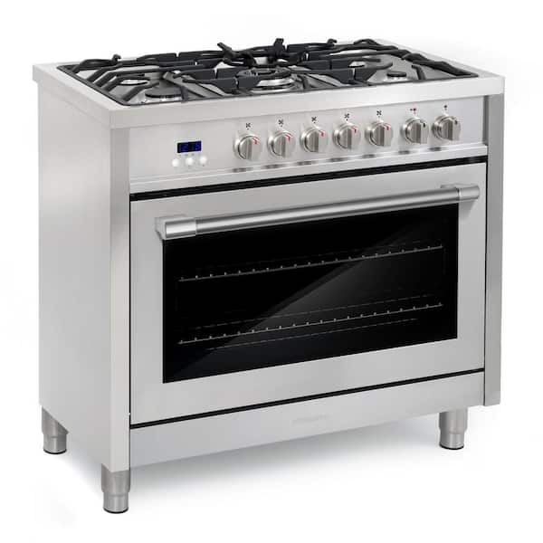 36 in. Stellar Collection 3.8 cu. ft. Dual Fuel Range, 5 Burners, Convection Oven, Smooth Grip Handle, Stainless Steel
