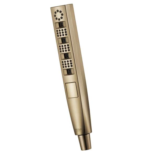 Delta 4-Spray Patterns 1.75 GPM 1.43 in. Wall Mount Handheld Shower Head with H2Okinetic in Lumicoat Champagne Bronze