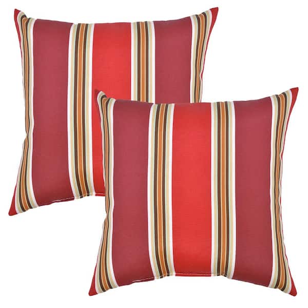 Plantation Patterns Chili Stripe Square Outdoor Throw Pillow (2-Pack)