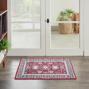 Fulton Red  Doormat 2 ft. x 3 ft. Medallion Traditional Area Rug