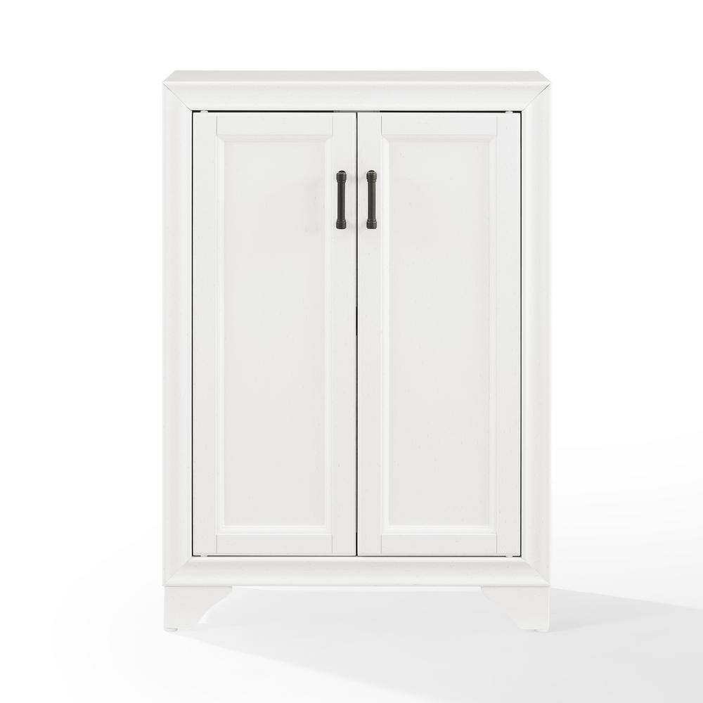 White Wooden Bathroom Accent Cabinet with Adjustable Shelving