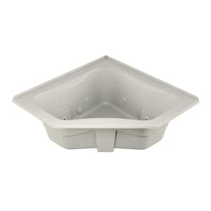 SIGNATURE 60 in. x 60 in. Corner Whirlpool Bathtub with Center Drain in Oyster with Heater