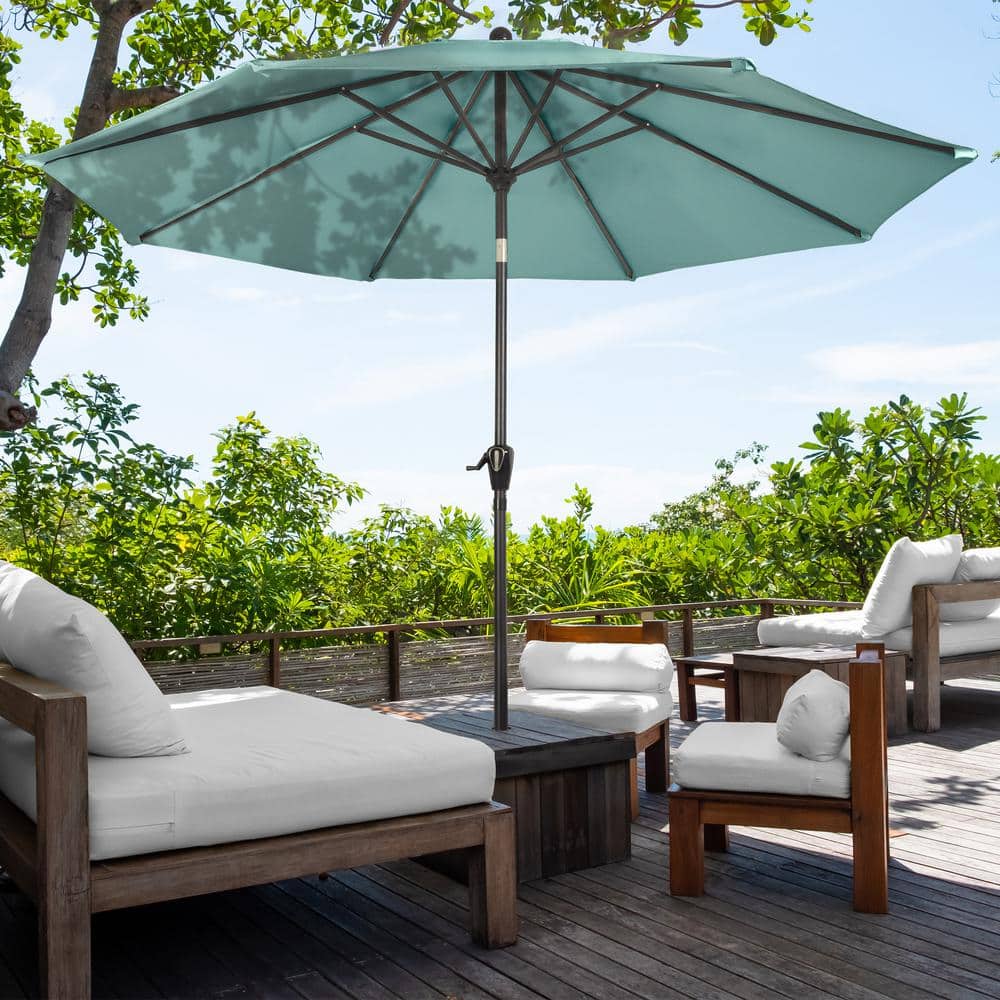 Dusty Green 10FT Steel Outdoor Patio Umbrella with Crank