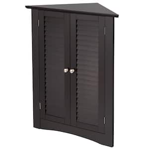25 in. W x 12.5 in. D x 32 in. H Brown MDF Freestanding Corner Linen Cabinet with Shutter Door in Brown