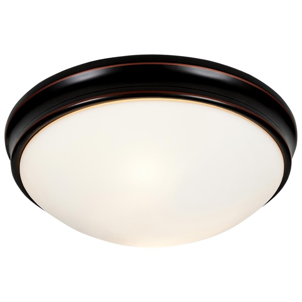 Oil Rubbed Bronze 14'' Flush Mount Ceiling Light with Opal Glass Shade