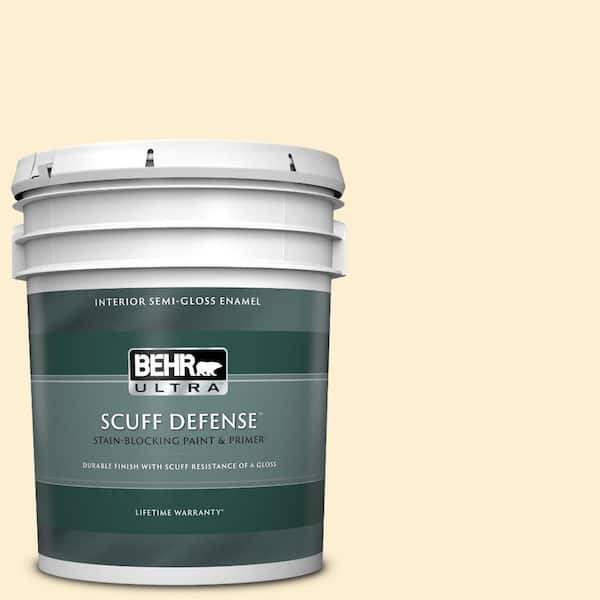 BEHR ULTRA 5 gal. #YL-W03 Honied White Extra Durable Semi-Gloss Enamel  Interior Paint & Primer 375005 - The Home Depot