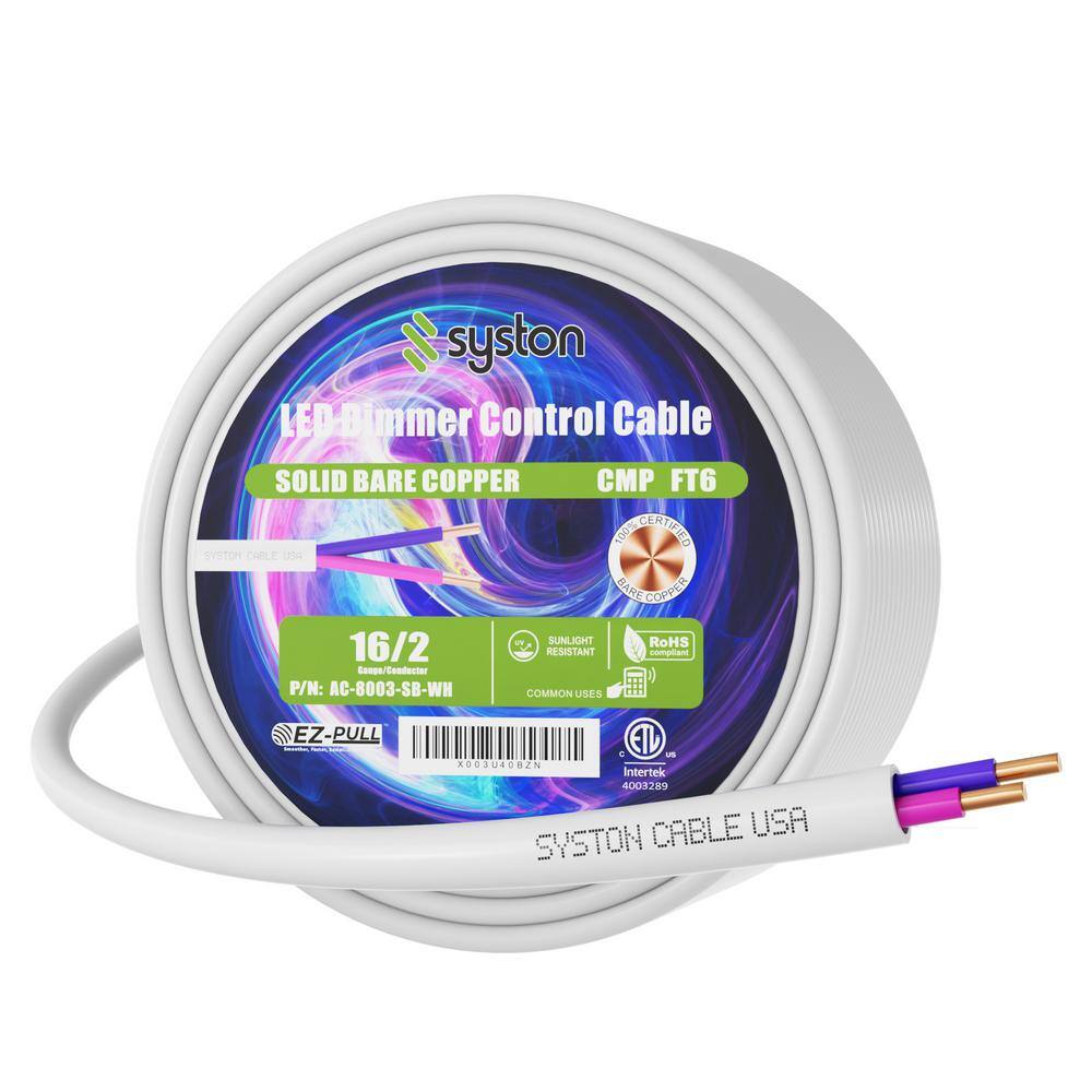 50 ft. 16/2 White CMP Solid Bare Copper Unshielded LED Lighting Dimmer Control and Ballast Connection Wire price history on PriceWatchPro