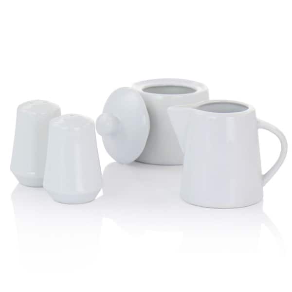 MALACASA 4.75-In White Porcelain Creamer Jug Sugar Jar (Set of 2