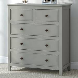 Modern 5-Drawers Gray Solid Bedroom Storage Chest of Drawers 36.0"H x 15.3" W x 32.6"D, Chic Wood Chest without Mirror