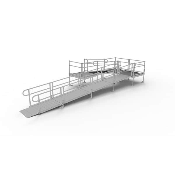 Ez Access Pathway 28 Ft U Shaped Aluminum Wheelchair Ramp Kit With Solid Surface Tread 2 Line 8953