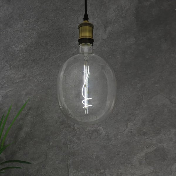 75-Watt Equivalent C53 Dimmable Curve Filament Oversized Clear Glass E26 Vintage Edison LED Light Bulb Daylight 5000K