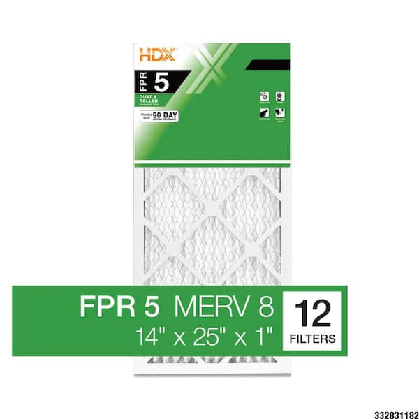 14 in. x 25 in. x 1 in. Standard Pleated Furnace Air Filter FPR 5, MERV 8 (12-Pack)