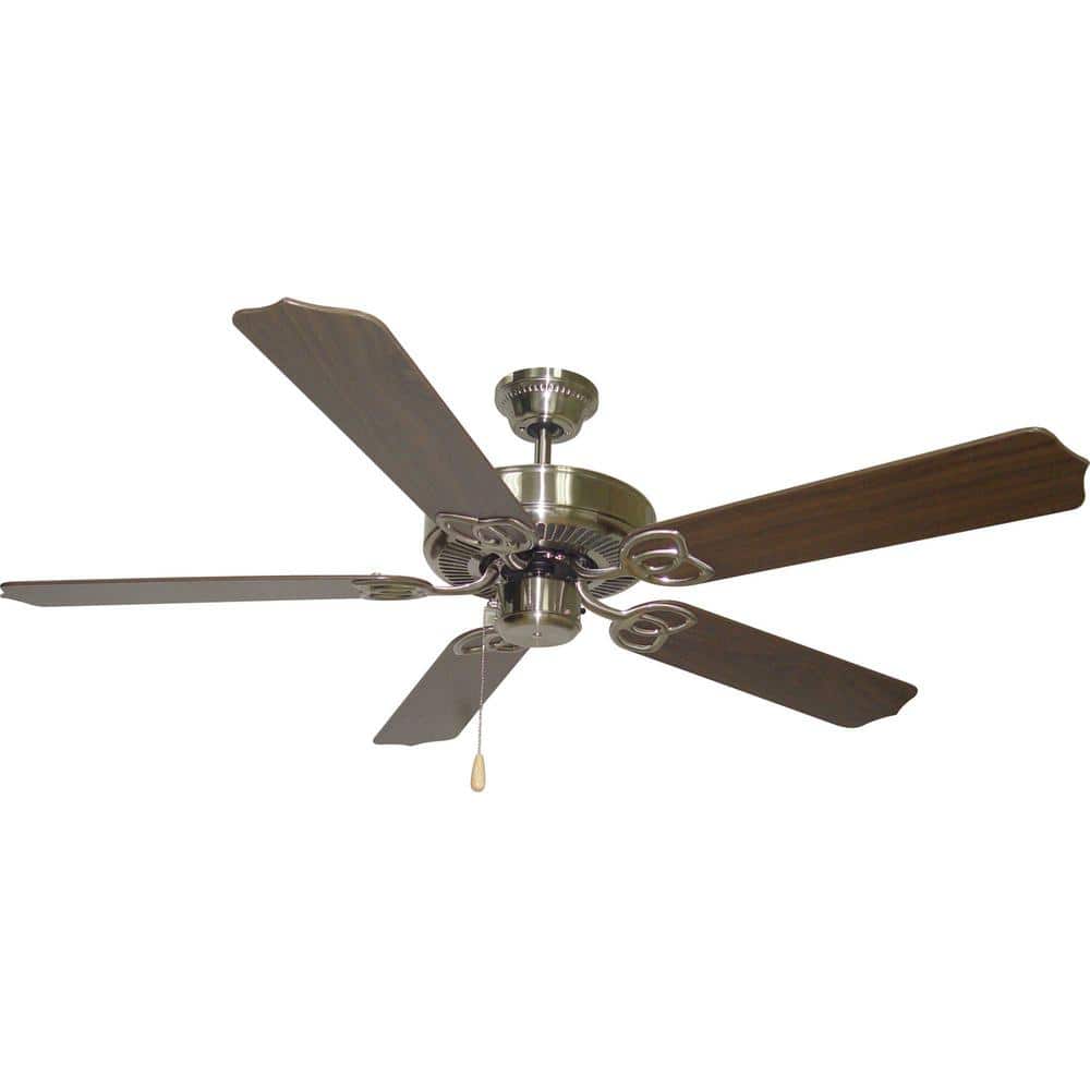 Volume Lighting 52 in. Indoor Brushed Nickel Ceiling Fan with Reversible  Rosewood/Walnut Blades V6155-33 - The Home Depot