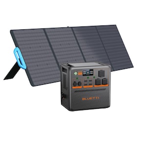 2400/3600-Watt Continuous Peak Output Power Station AC240P Push Button Start LiFePO4 Battery Generator/200W Solar Panel
