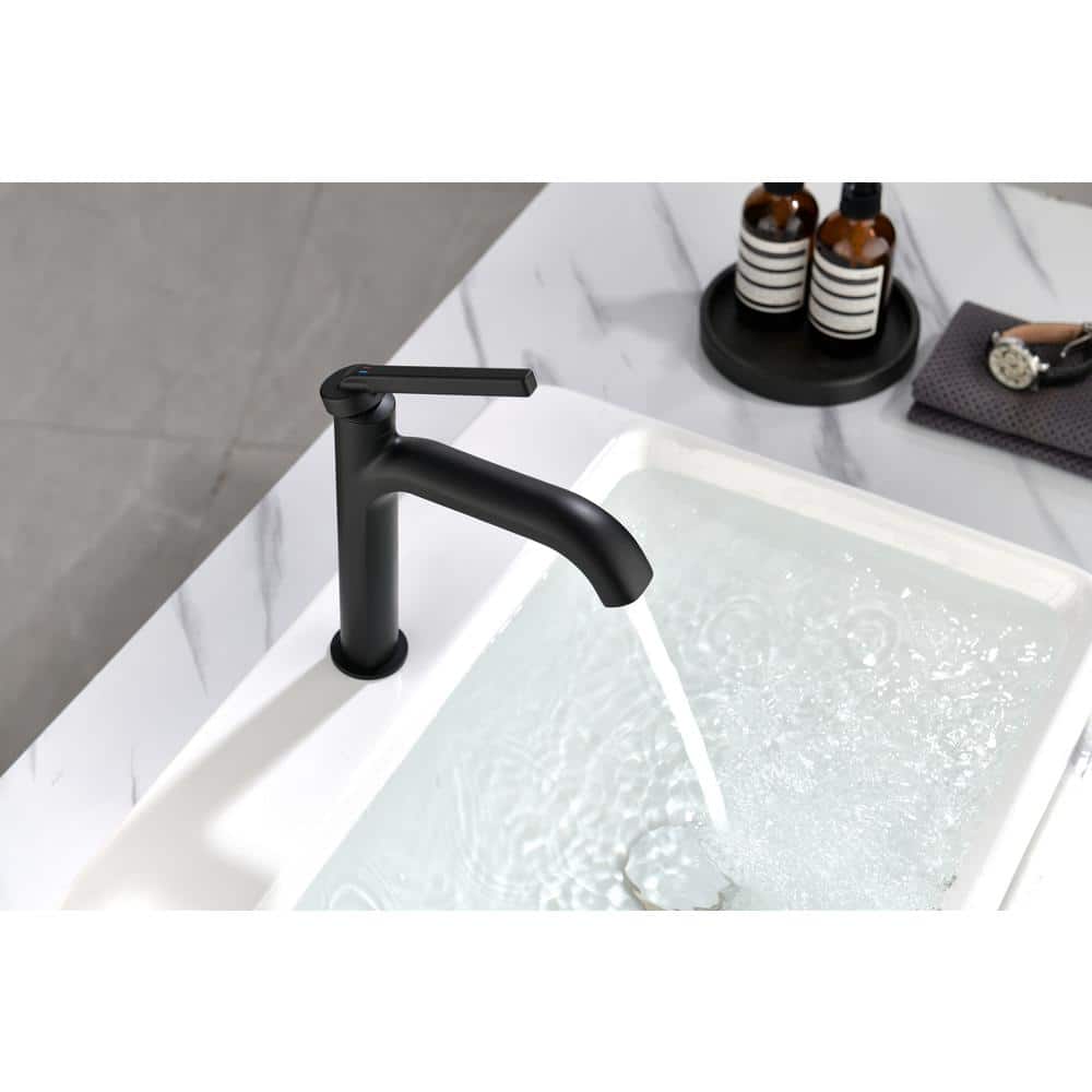 Matte Black Single Handle Mid Arc Bathroom Faucet