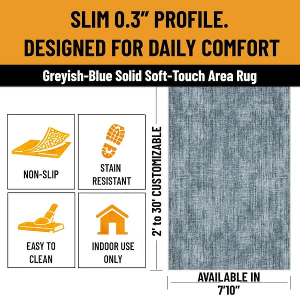 Area Rug 7 ft. x 7 ft. 10 in.-Soft Non-Slip Rug for Living Room, Bedroom, Dining Room, Blue