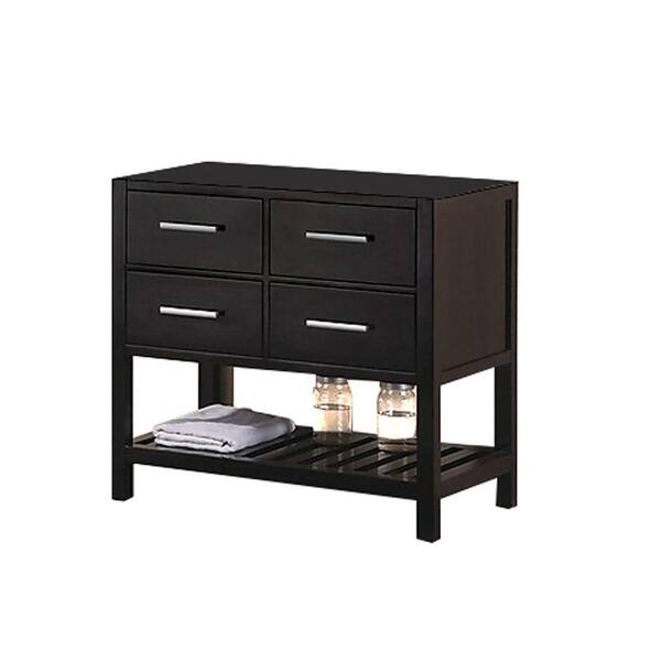 Design Element London 35.5 in. W x 21.5 in. D Vanity Cabinet Only in Espresso with Open Bottom