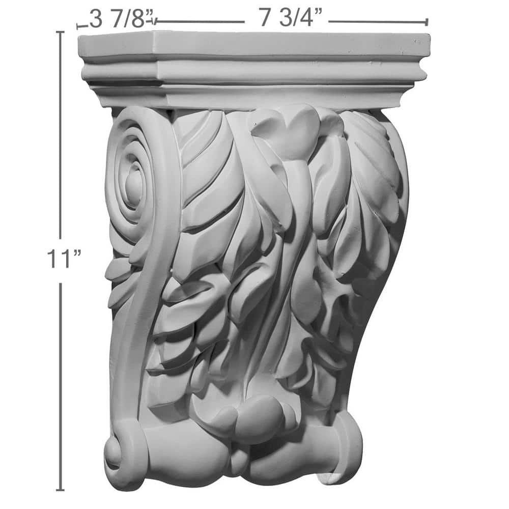 Primed White Urethane Decorative Leaf Corbel