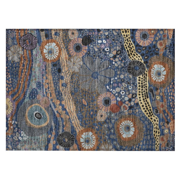 Chantille Machine Washable Indoor/Outdoor Abstract ACN2498 Navy 2 ft. x 3 ft. Accent Rug