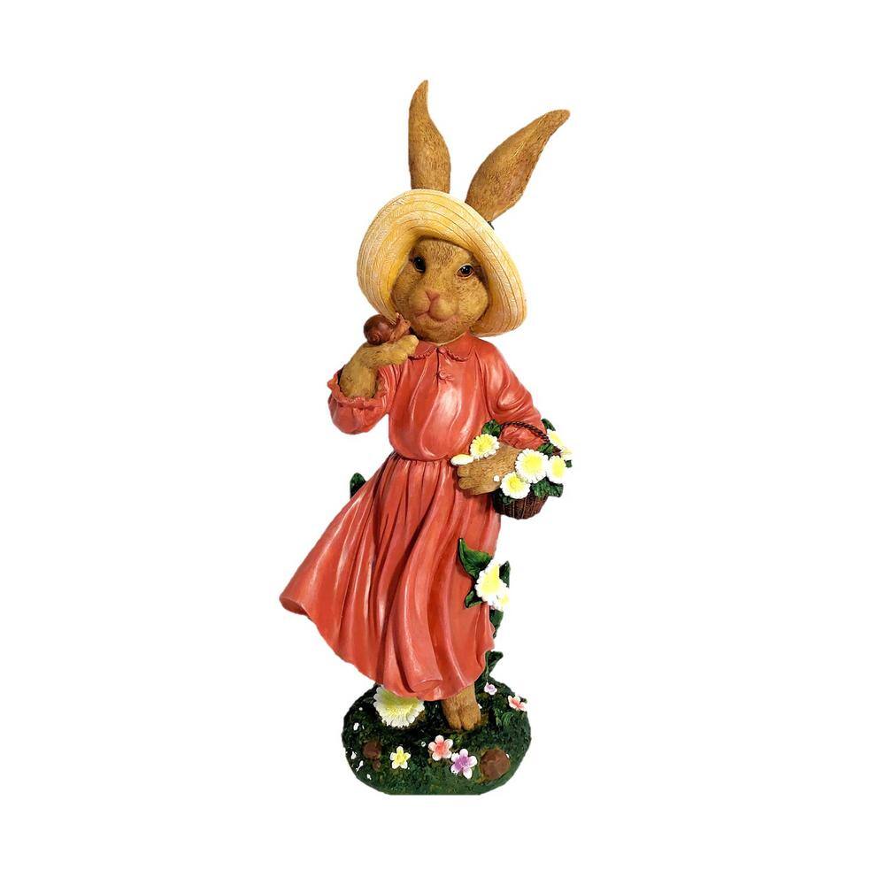 Bunny Rabbit Statue Brushed Porcelain Garden Home Decor Easter 