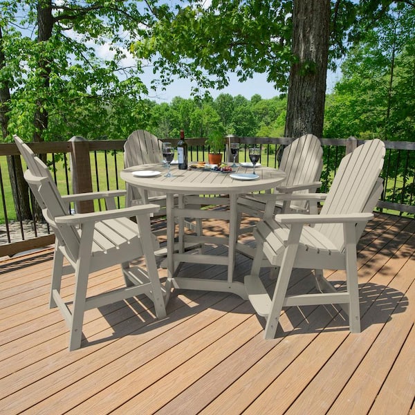 Highwood Hamilton 5-Piece Whitewash Round Balcony Height Dining Set