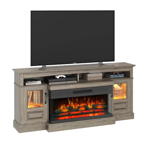 70 in. Freestanding Electric Fireplace with 36 inch 3-Sided Electric Fireplace, TV Stand in Brown