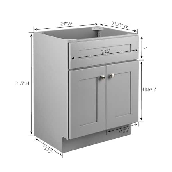 Brookings Plywood RTA 30 in. W x 21 in. D 2-Door Shaker Style Bath Vanity Cabinet Only in White