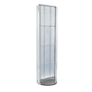 60 in. H x 16 in. W Pegboard Floor Display in Clear with C-Channel Sides on a Revolving Base