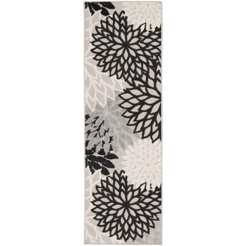 Nourison Aloha Indoor/outdoor Floral Black White Area Rug