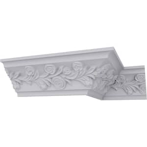 SAMPLE - 3-7/8 in. x 12 in. x 3-7/8 in. Polyurethane Rose Crown Moulding
