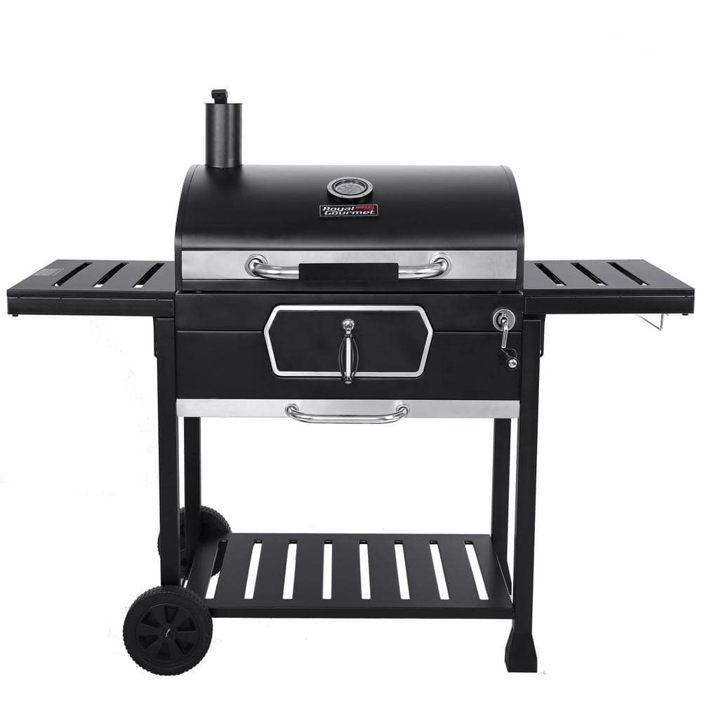 Royal Gourmet Black Stainless Steel 30-Inch Charcoal Grill with Smoker