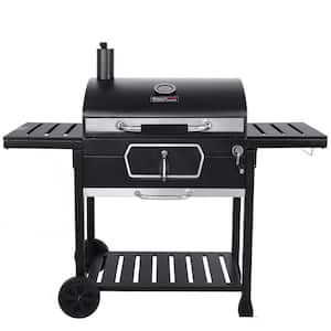 Deluxe 30 in. Charcoal Grill, BBQ Smoker Picnic Camping Patio Backyard Cooking, Black