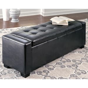 Benches Black 54 in. Bedroom Bench Without Back with Storage