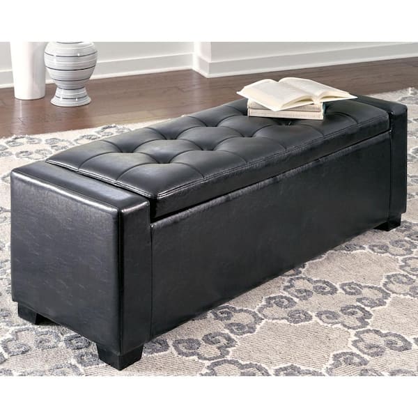 Signature Design By Ashley Benches Black 54 in. Bedroom Bench Without Back with Storage