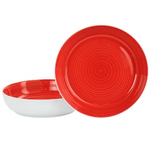 Crenshaw 32 fl. oz. Red 2-Piece Stoneware Dinner Bowl Set