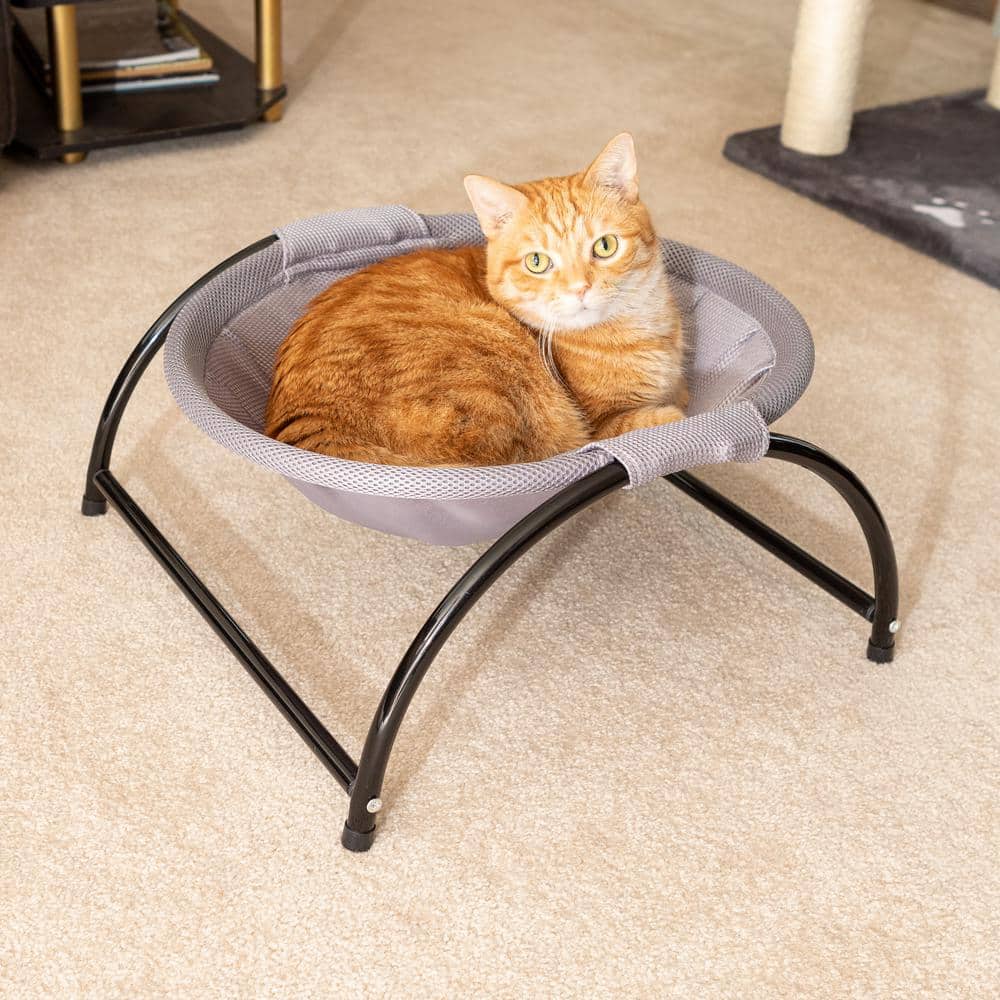 Small Gray Mesh Cat Hammock with Metal Frame