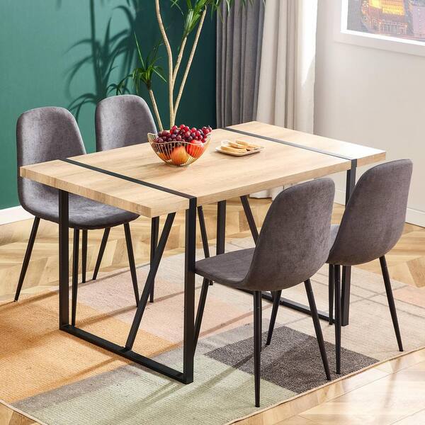 Lacoo Dining Chairs Modern Upholstered Set of 4 Fabric Dining Chairs with  Wood Legs, Gray
